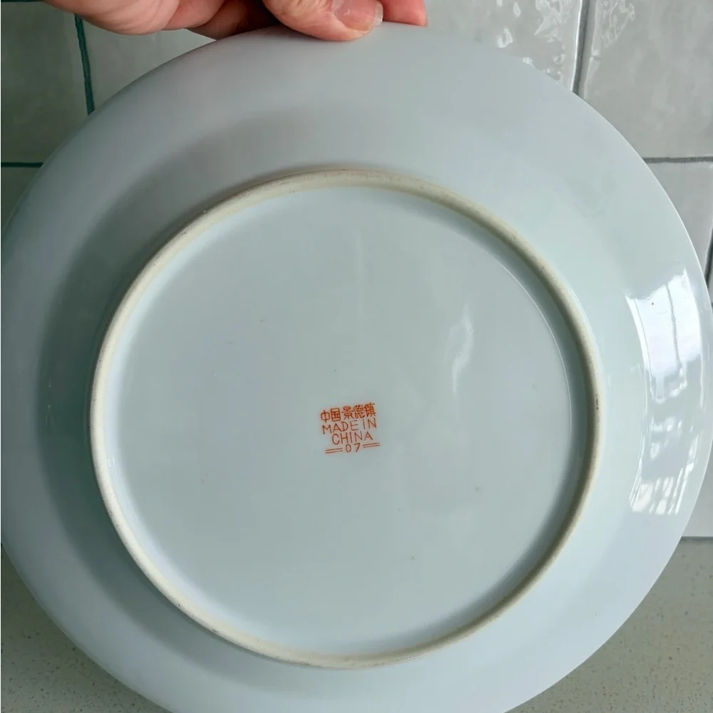 1960’s Vintage Chinese Porcelain Jingdezhen 10” Dinner Plate set of two yellow